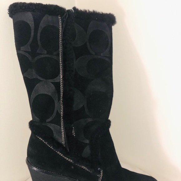 Coach Leather and Suede CC Embossed Boots - Picture 3 of 4